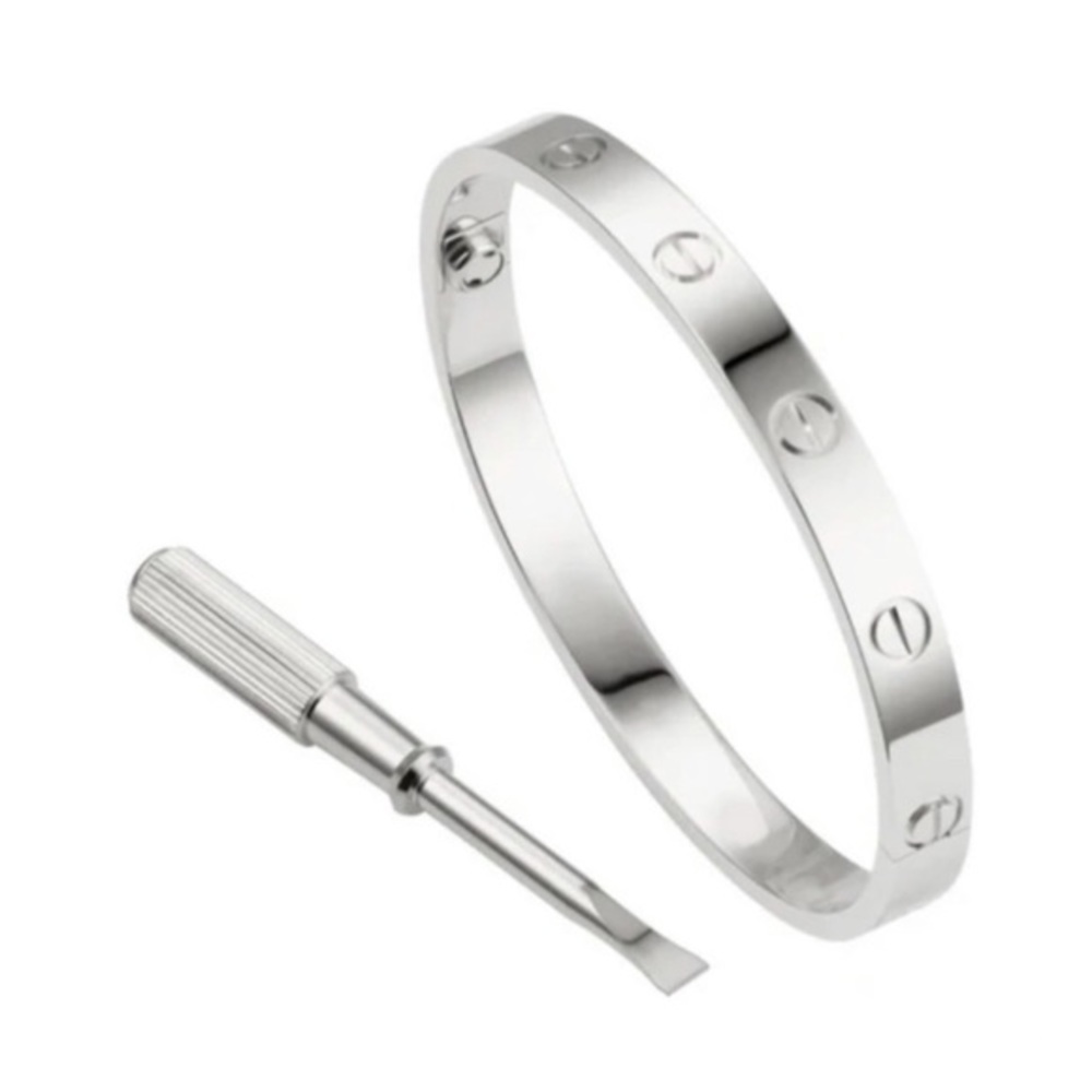 Generic Stainless Steel Screw Cuff Bangle Bracelet with Screwdriver in Silver